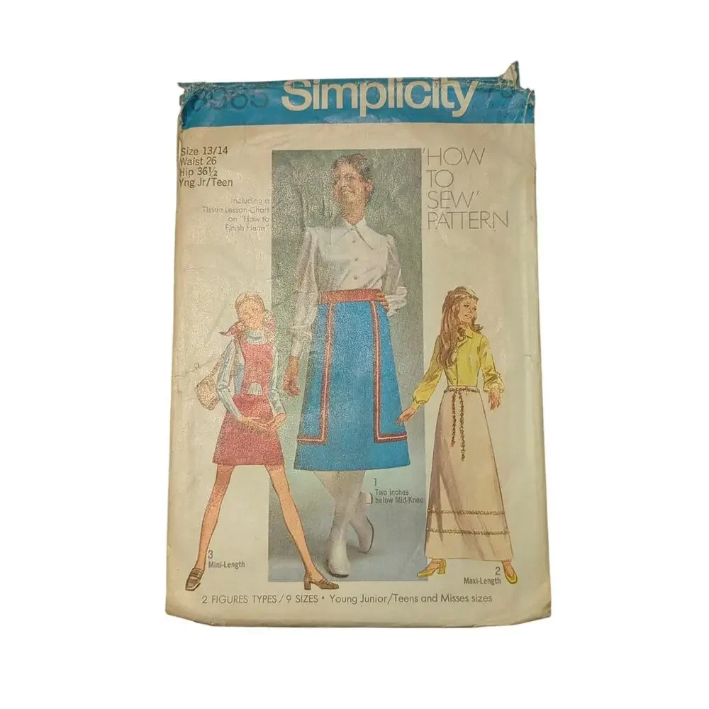 8965 Simplicity Vintage Sewing Pattern Size 13 14 Waist 26 Hip 36.5 Junior Dress